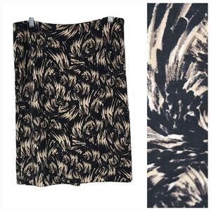Alfani Career Wear Black Tan Floral Straight Pencil Work Skirt Sz 8 Stretch Knit